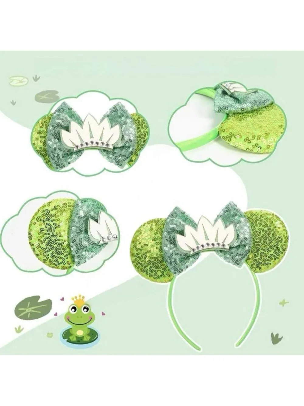 Women green cloth Hair Handmade Mickey Mouse Costume Headband
